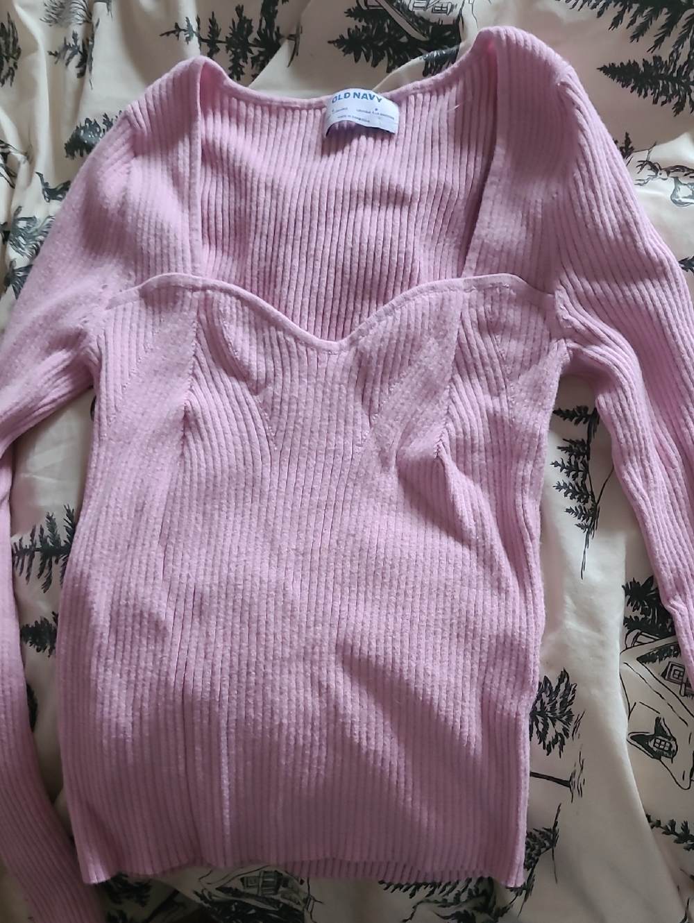 Old Navy Pink Ribbed Sweetheart Sweater - Long Sleeve